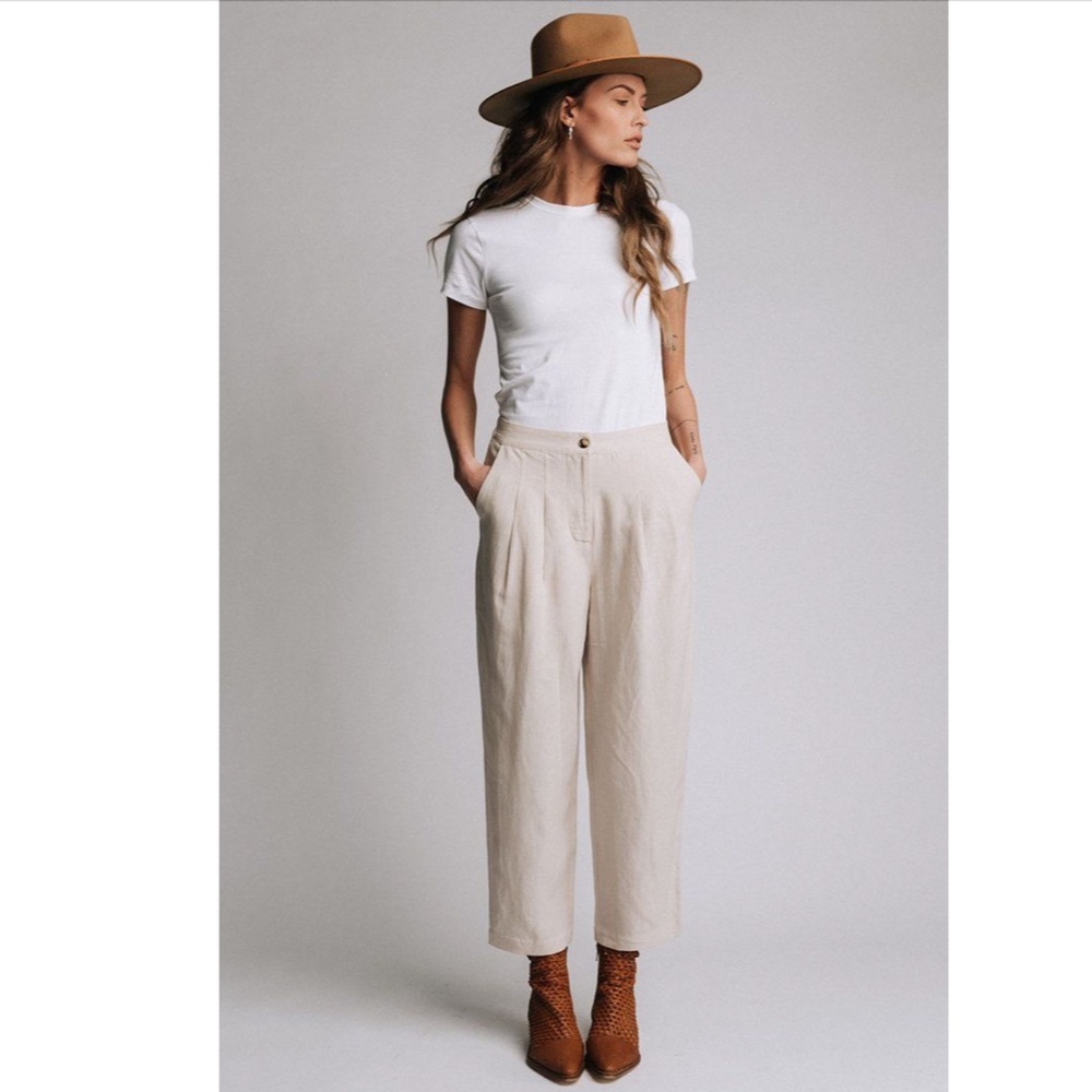 Relativity High-Waist Wide Leg Pants in Cream